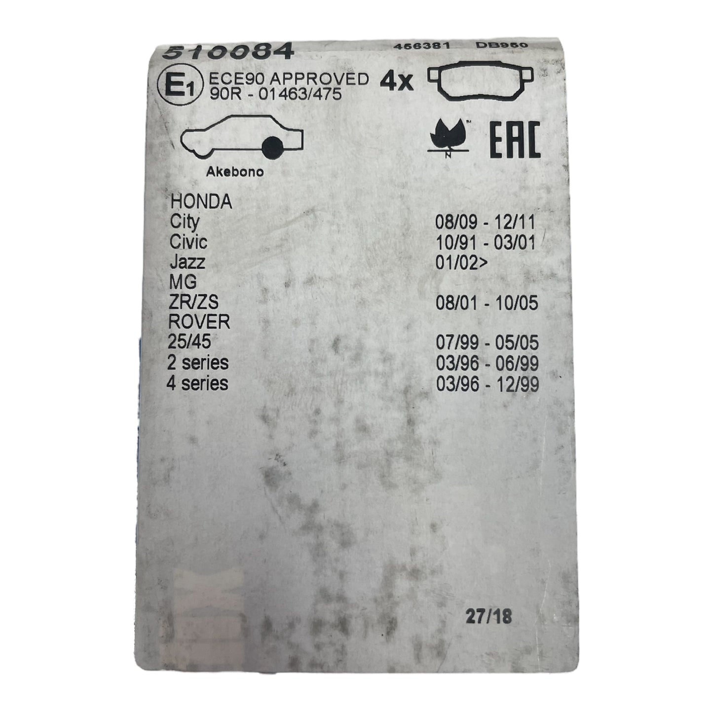 Rover 200 / 25 / ZR / 400 /45 / ZS | Rear Brake Pads | Bendix EJP1437