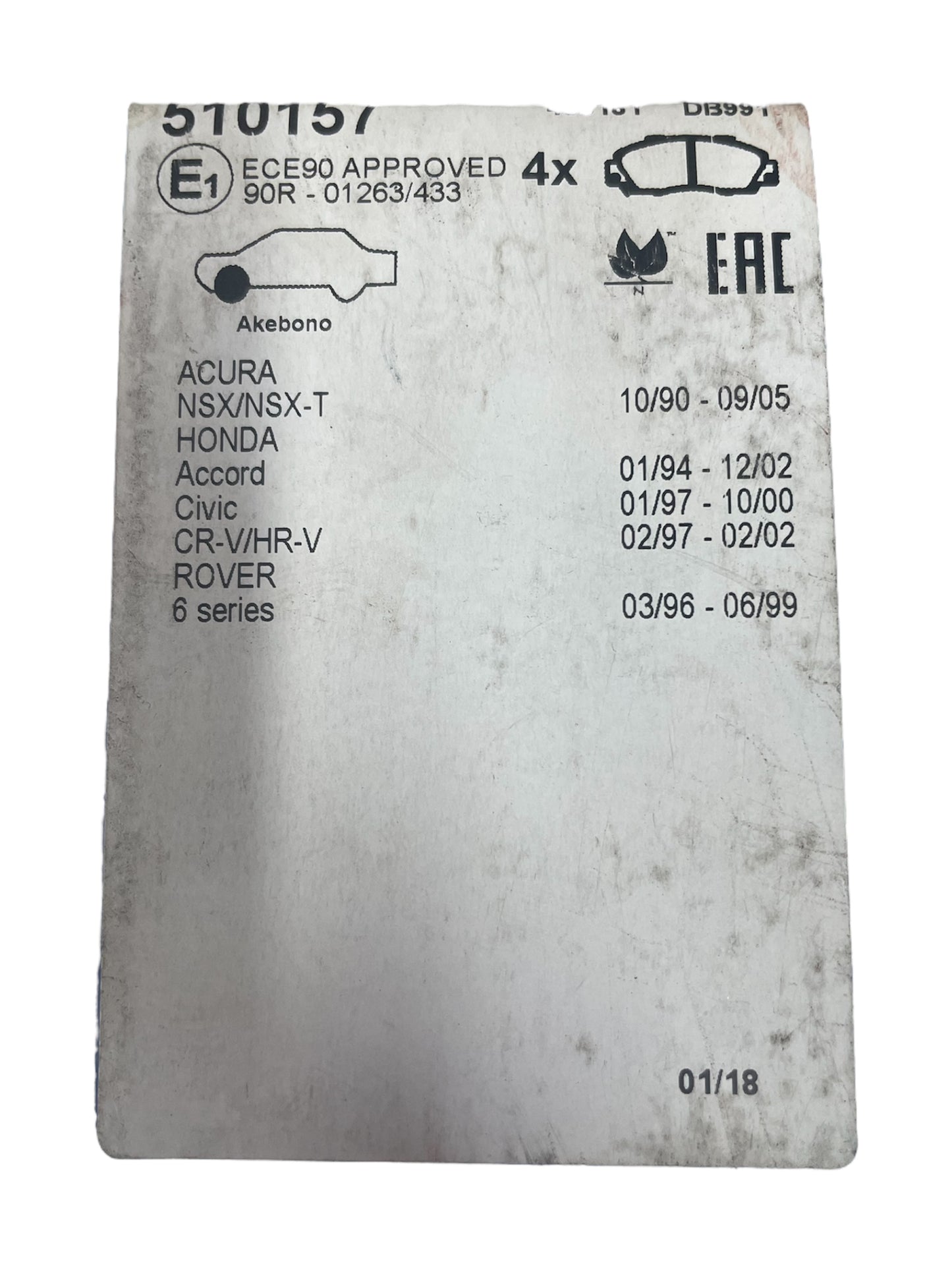 Rover 620/ 623 / Honda Accord | Front Brake Pads | Bendix SFP100140EVA