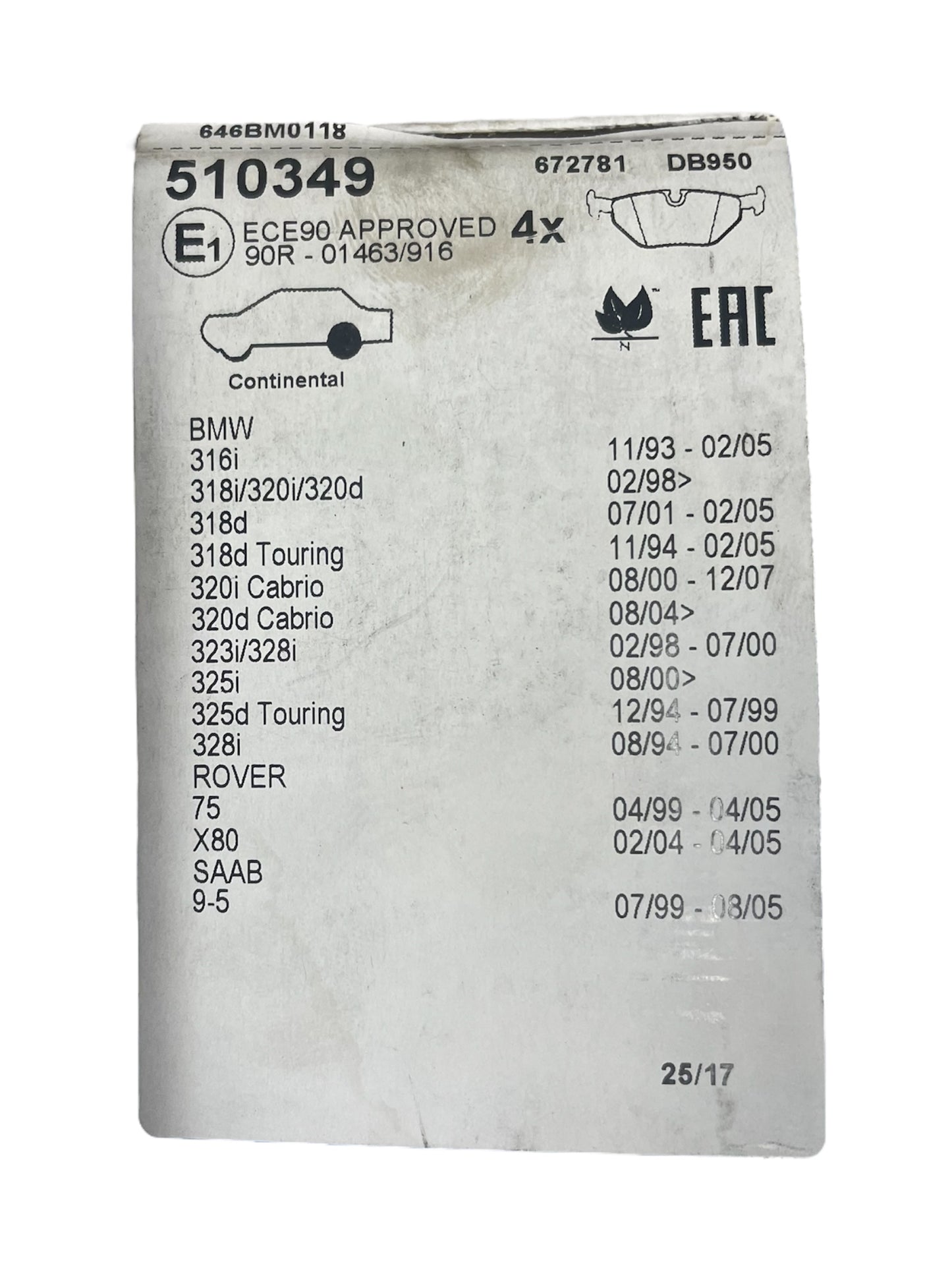 Rover 75 / MG ZT / ZT-T | Rear Brake Pads | Bendix SFP100520